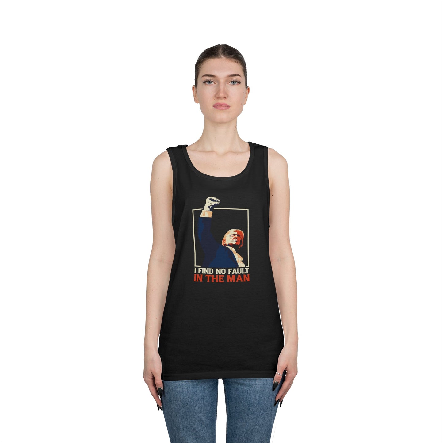Motivational Unisex Heavy Cotton Tank Top - 'I Find No Fault in the Man'