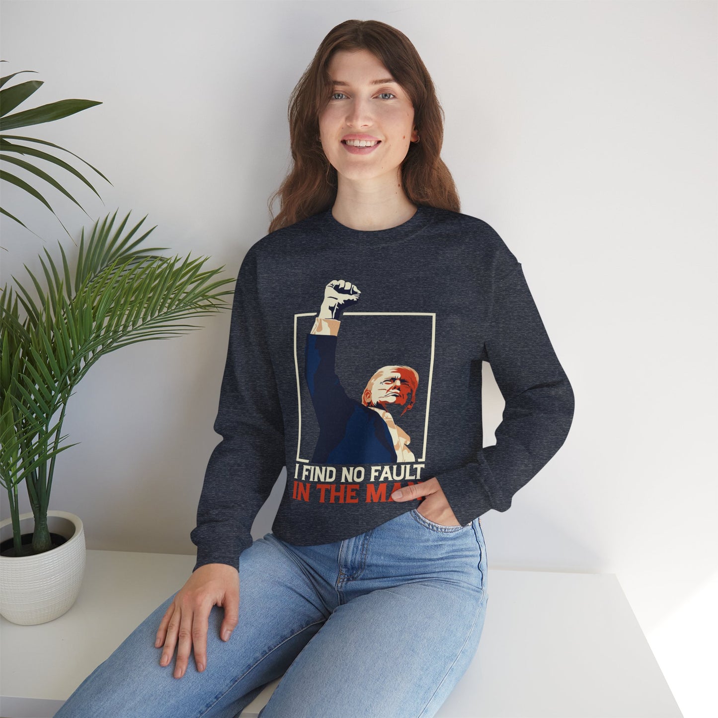 Political Statement Crewneck Sweatshirt - "I Find No Fault in the Man"