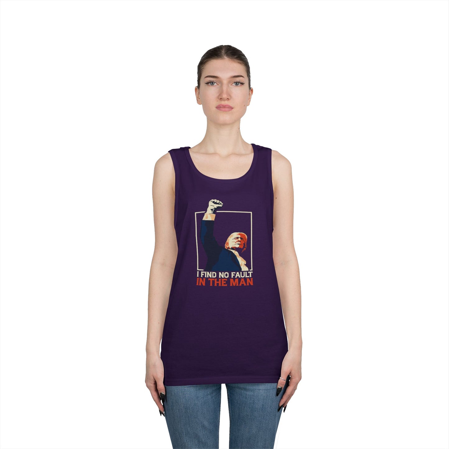 Motivational Unisex Heavy Cotton Tank Top - 'I Find No Fault in the Man'