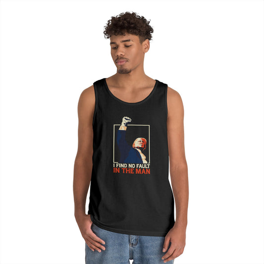 Motivational Unisex Heavy Cotton Tank Top - 'I Find No Fault in the Man'