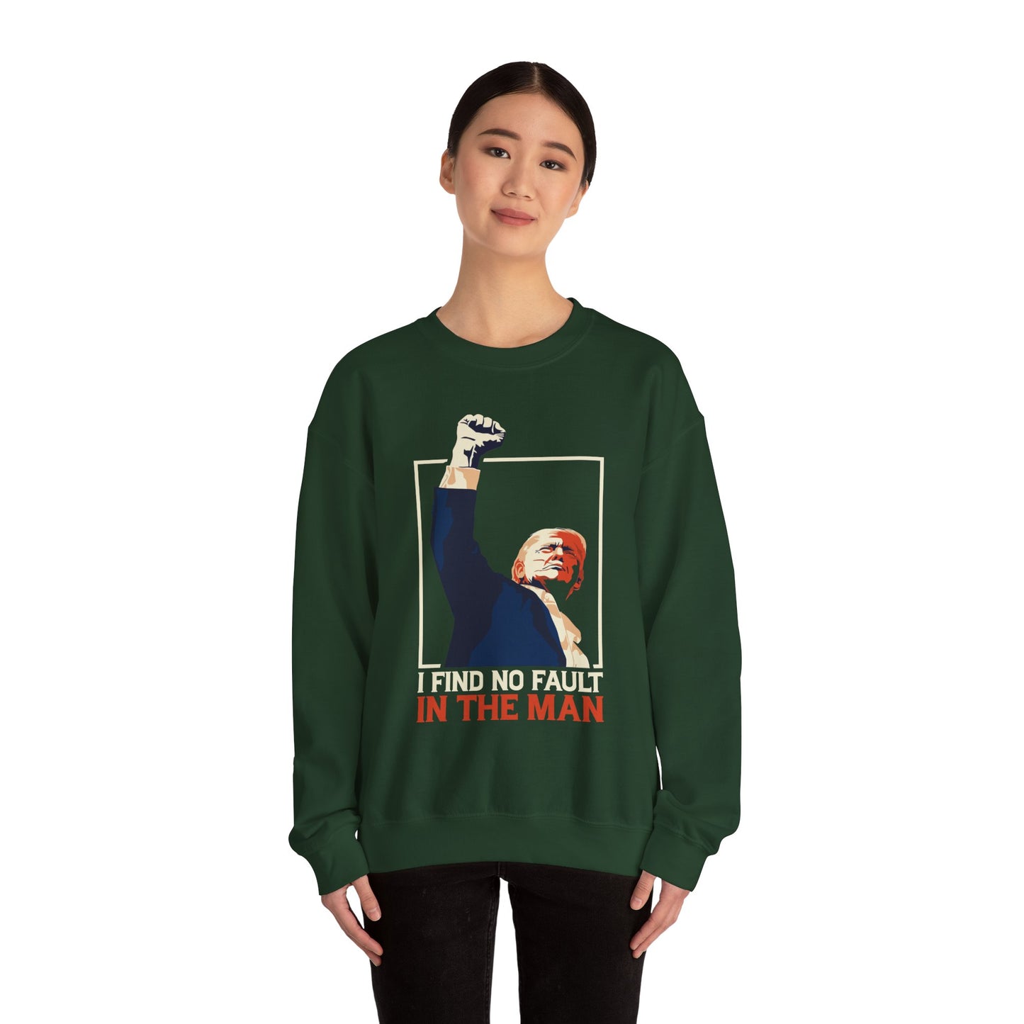 Political Statement Crewneck Sweatshirt - "I Find No Fault in the Man"