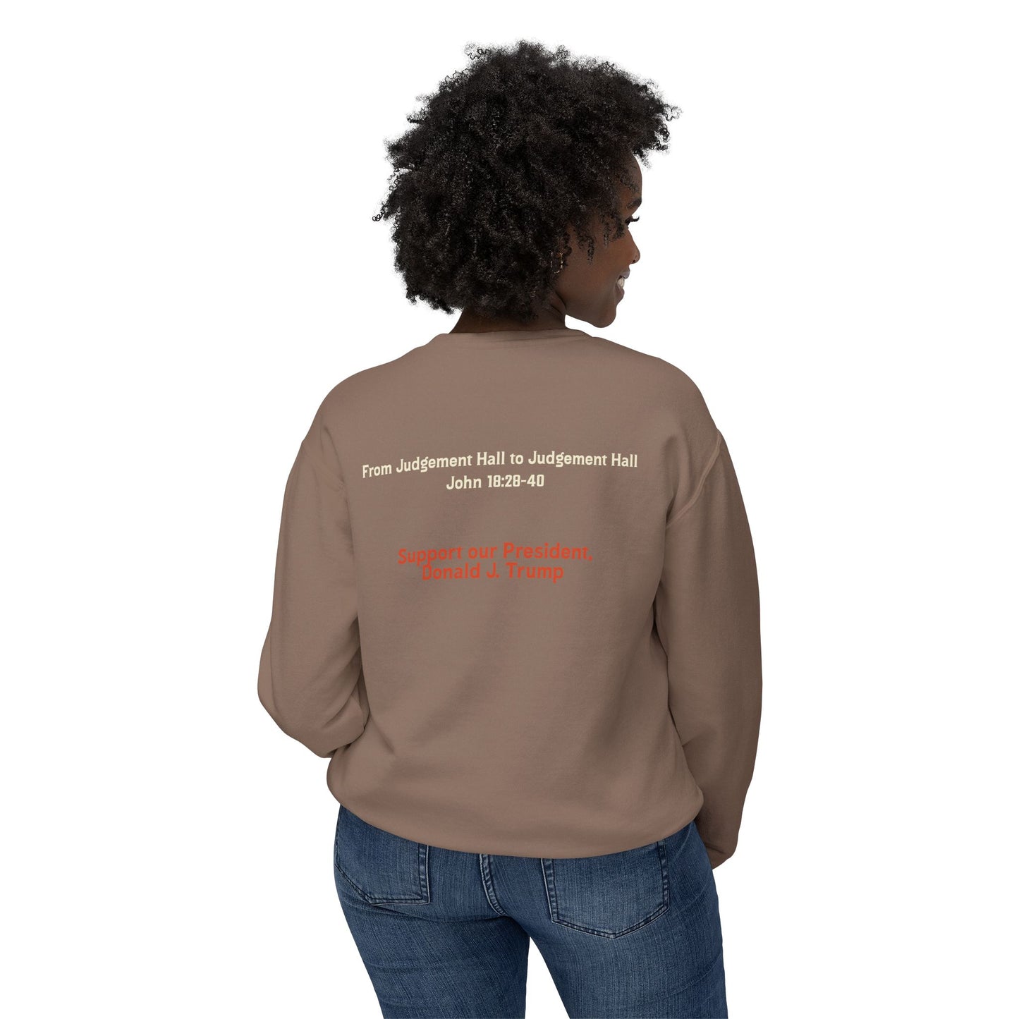 Unisex Lightweight Crewneck Sweatshirt – 'I Find No Fault In The Man' Trump Supporter Apparel