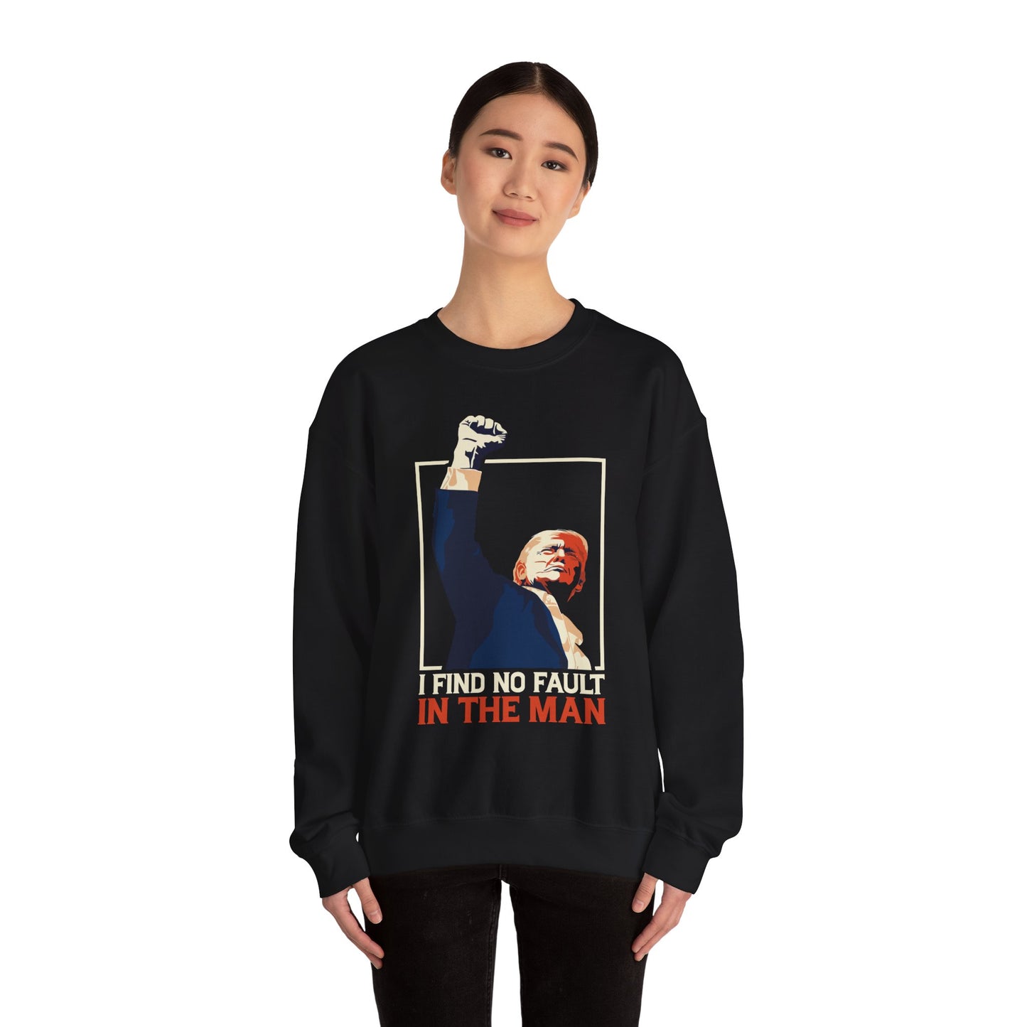 Political Statement Crewneck Sweatshirt - "I Find No Fault in the Man"