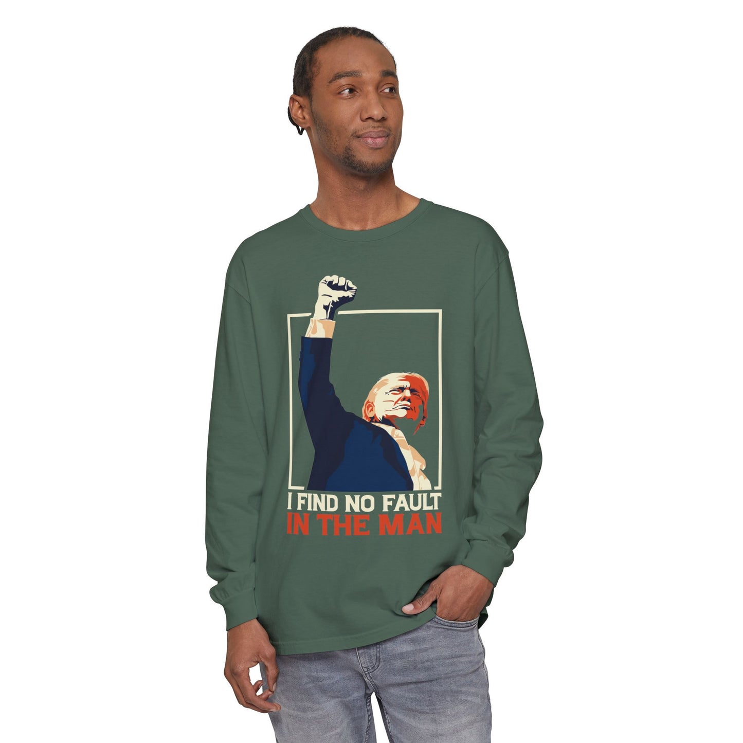 Unisex Long Sleeve T-Shirt - Support Our President, Donald Trump | I Find No Fault Vintage Design