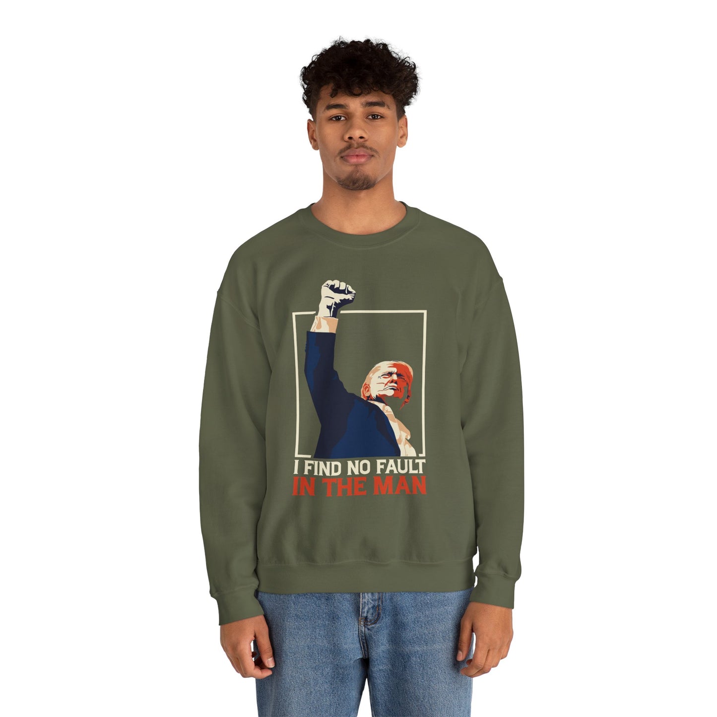 Political Statement Crewneck Sweatshirt - "I Find No Fault in the Man"