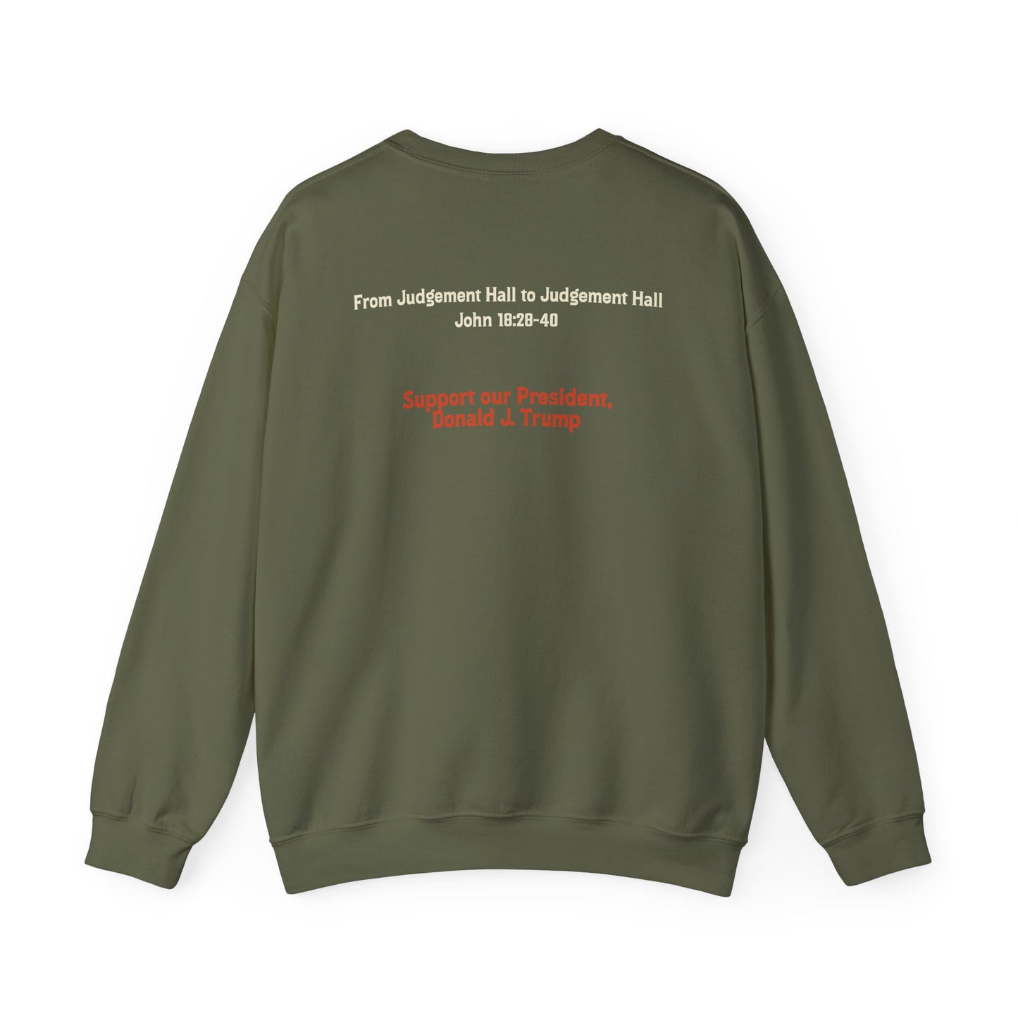 Political Statement Crewneck Sweatshirt - "I Find No Fault in the Man"