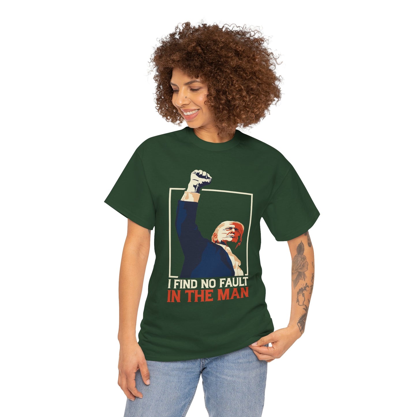 Unisex Heavy Cotton Tee - 'I Find No Fault in the Man' Political Statement Shirt