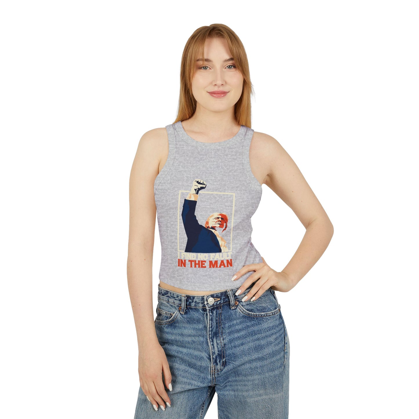 I Find No Fault Women's Micro Rib Racer Tank Top - Empowering Graphic Tee for Confident Women