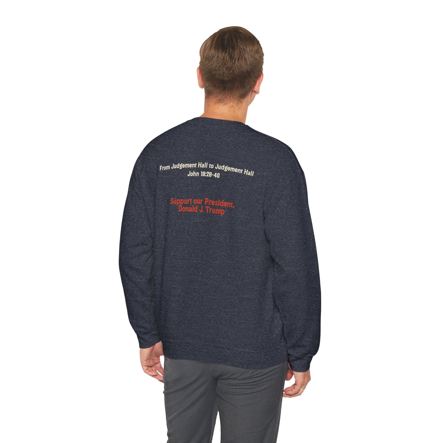 Political Statement Crewneck Sweatshirt - "I Find No Fault in the Man"