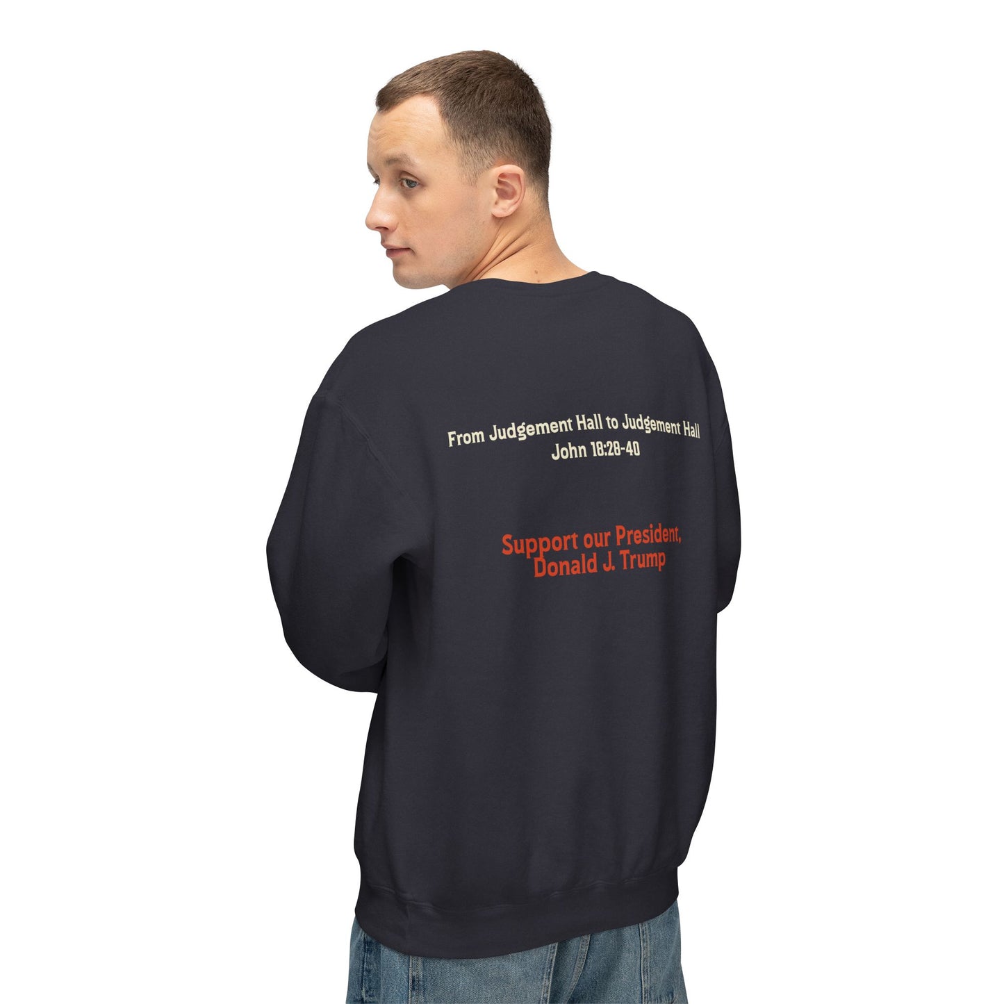 Unisex Lightweight Crewneck Sweatshirt – 'I Find No Fault In The Man' Trump Supporter Apparel