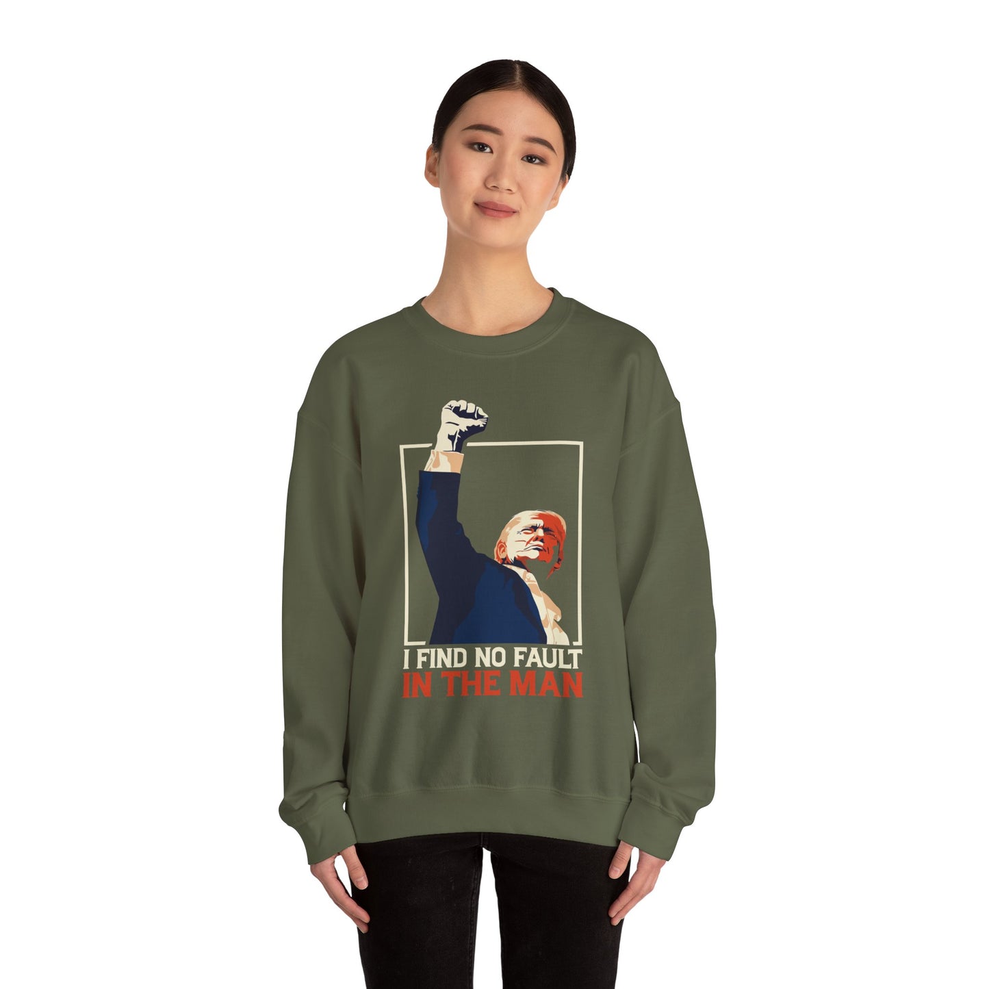 Political Statement Crewneck Sweatshirt - "I Find No Fault in the Man"